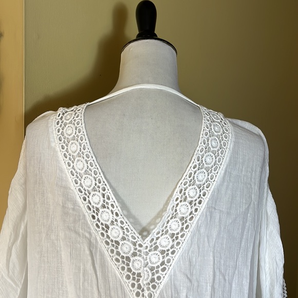 BLUE ISLAND Size XL Swim Coverup Ethereal Embroidered V-Neck Gauzy Lightwgt NEW - Picture 7 of 16